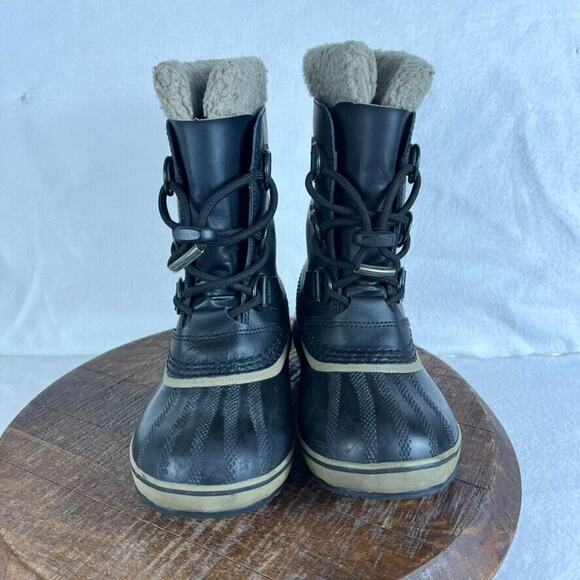 Sorel Boots Kid's Youth Size 2 Yoot Pac Snow Waterproof Winter Black/Green - Picture 6 of 11